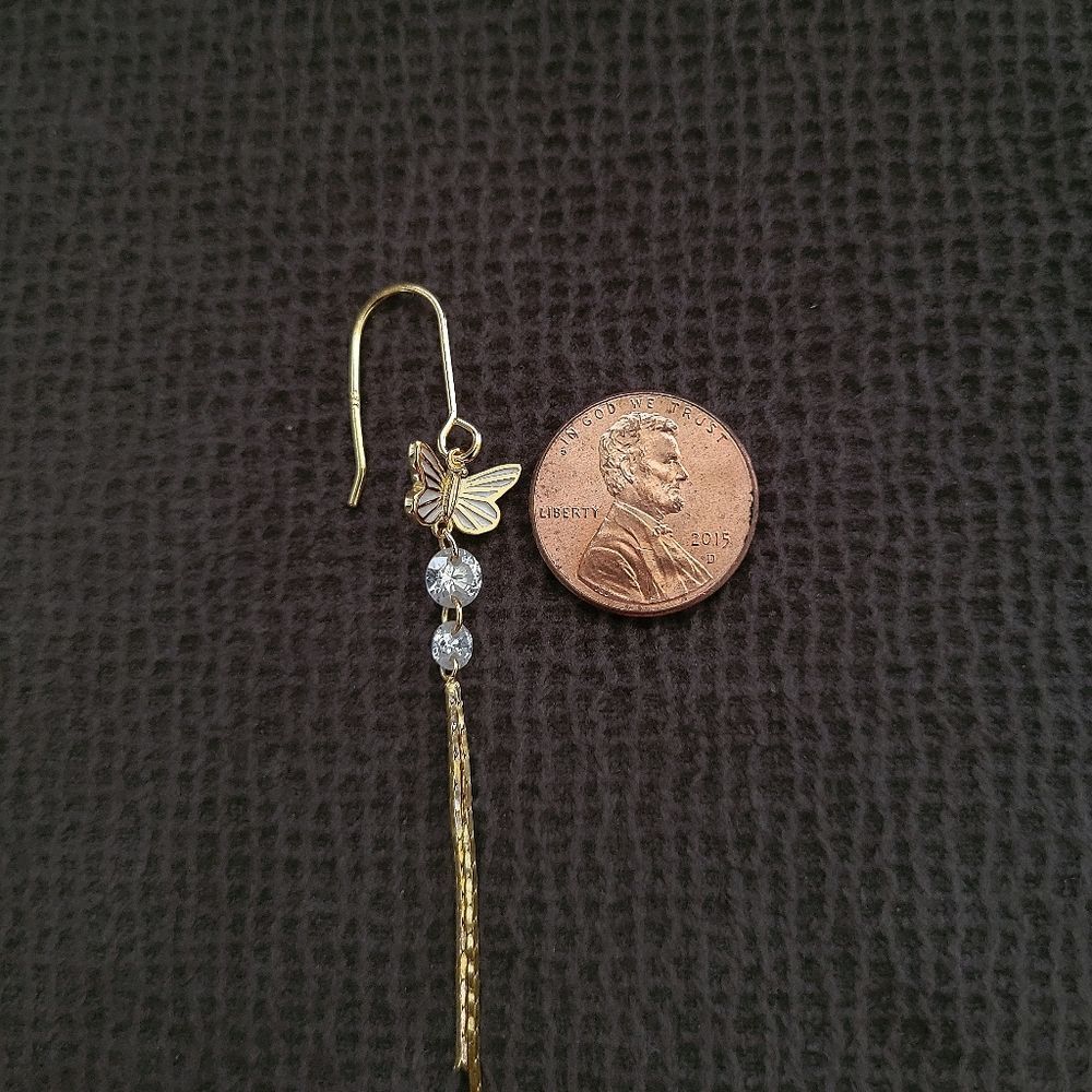 ✨️HP✨️ Rachel Zoe Dainty White Enamel Butterfly🦋 Dangle Earrings - Picture 8 of 16